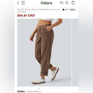New with tags Halara Mid Rise Button Zipper Side Pocket Corduroy Casual Pants